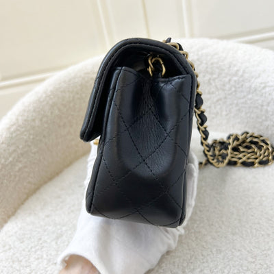 Chanel Classic Mini Rectangle Flap in Black Lambskin and AGHW