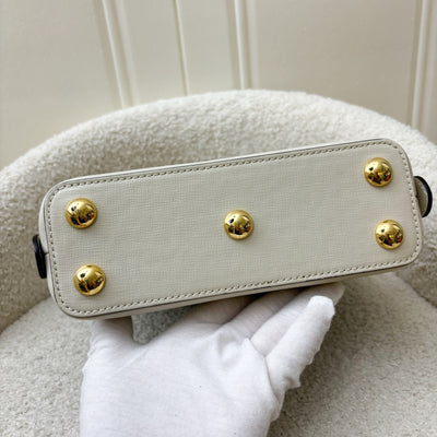 Gucci Horsebit 1955 Mini Top Handle Bowling Bag In GG Supreme Canvas, White Trim and GHW