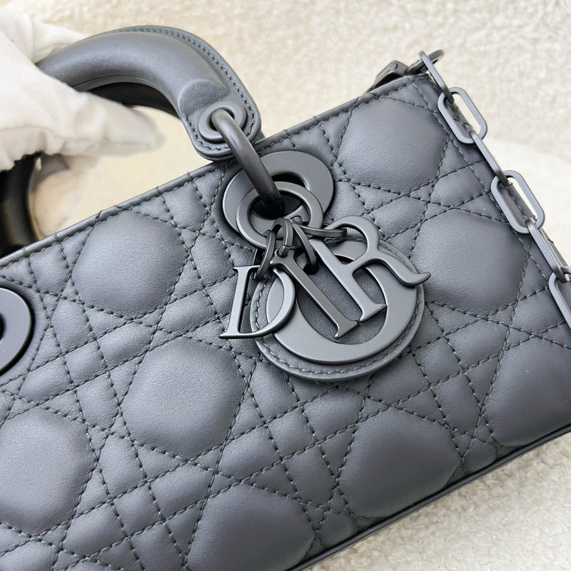 Dior Small Lady D-Joy Bag in Black Ultramatte Cannage Calfskin and Black HW (Model: M0613SLOI)