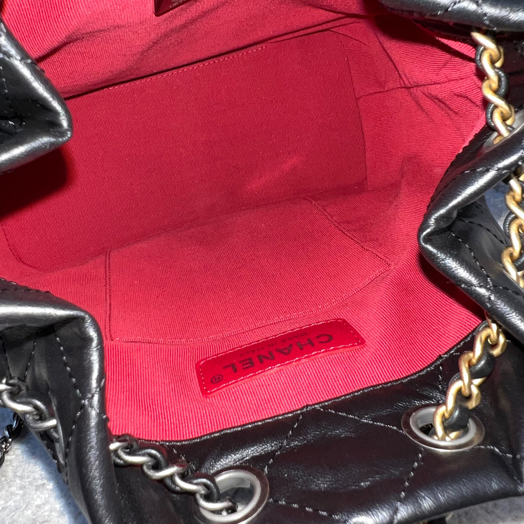 Chanel Small Gabrielle Backpack in Black Distressed Calfskin and 3-Ton – Brands Lover