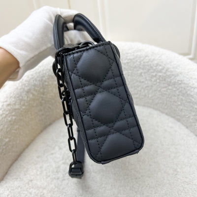 Dior Small Lady D-Joy Bag in Black Ultramatte Cannage Calfskin and Black HW (Model: M0613SLOI)