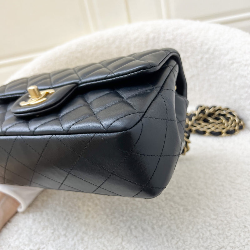 Chanel Classic Mini Rectangle Flap in Black Lambskin and AGHW