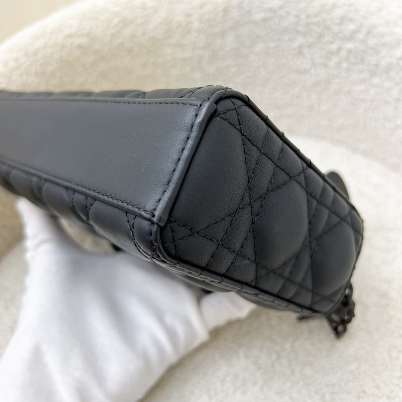 Dior Small Lady D-Joy Bag in Black Ultramatte Cannage Calfskin and Black HW (Model: M0613SLOI)