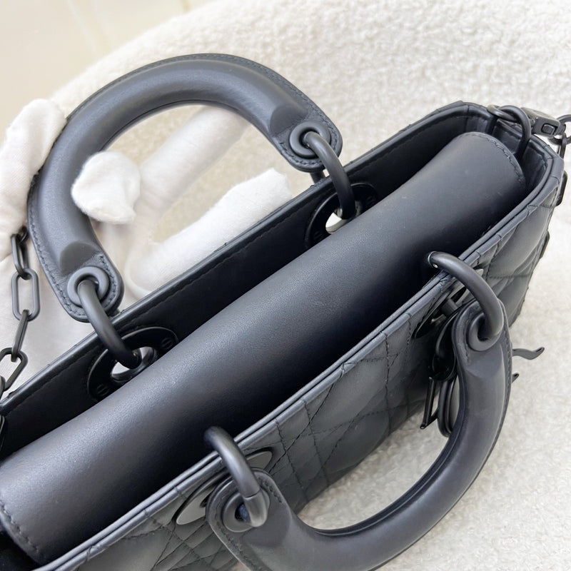 Dior Small Lady D-Joy Bag in Black Ultramatte Cannage Calfskin and Black HW (Model: M0613SLOI)
