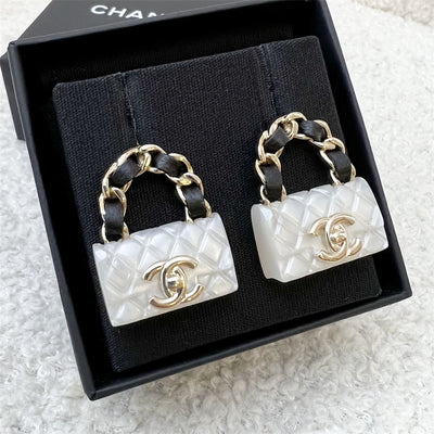 Chanel CC Logo Handbag Earrings in LGHW