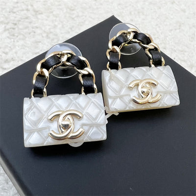 Chanel CC Logo Handbag Earrings in LGHW