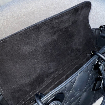 Dior Small Lady D-Joy Bag in Black Ultramatte Cannage Calfskin and Black HW (Model: M0613SLOI)