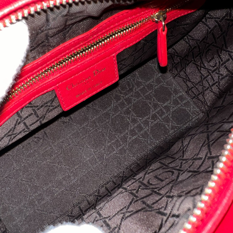 Dior Medium Lady Dior in Red Lambskin and GHW