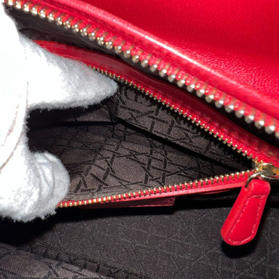 Dior Medium Lady Dior in Red Lambskin and GHW