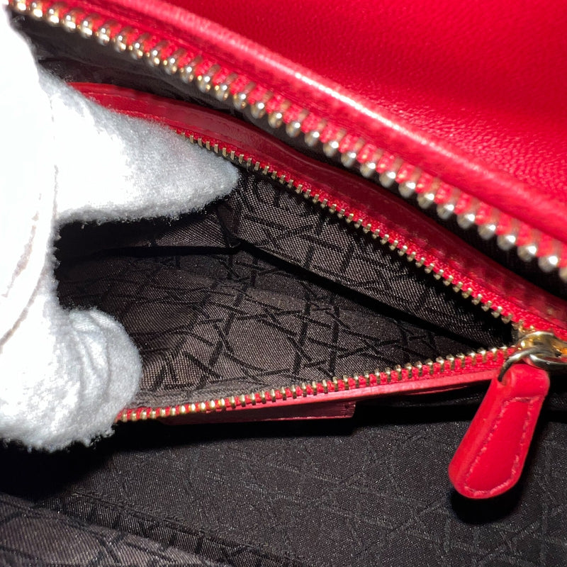 Dior Medium Lady Dior in Red Lambskin and GHW