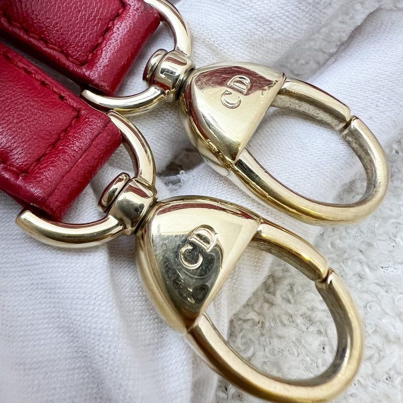 Dior Medium Lady Dior in Red Lambskin and GHW