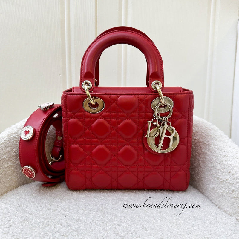 Dior Small MyLadyDior Lady Dior in Red Lambskin and LGHW