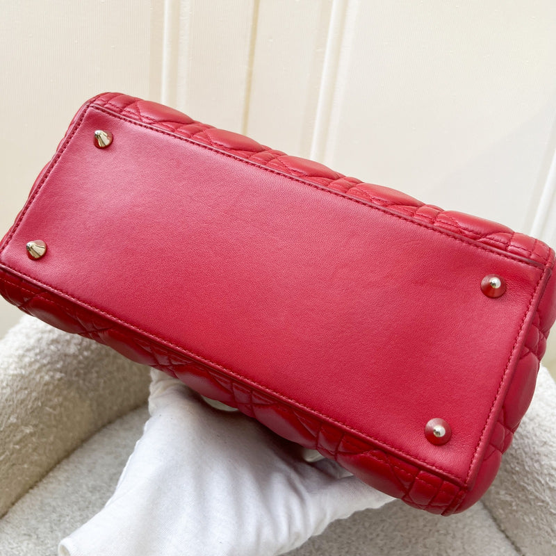 Dior Medium Lady Dior in Red Lambskin and GHW