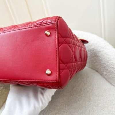 Dior Medium Lady Dior in Red Lambskin and GHW