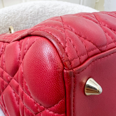 Dior Medium Lady Dior in Red Lambskin and GHW