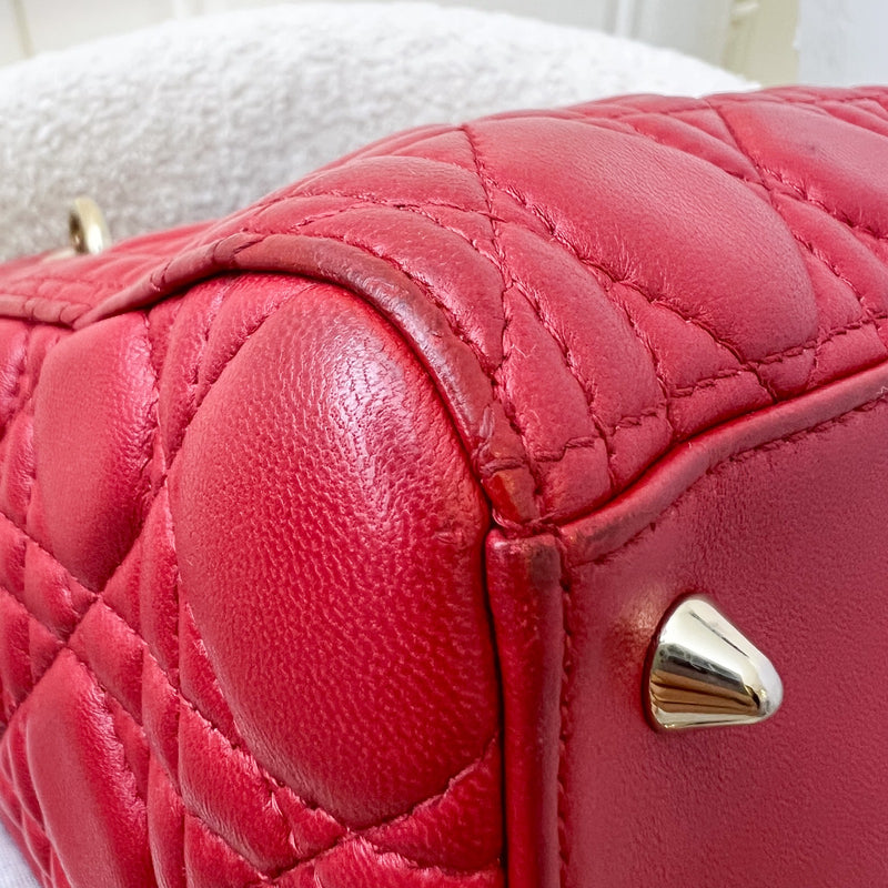 Dior Medium Lady Dior in Red Lambskin and GHW