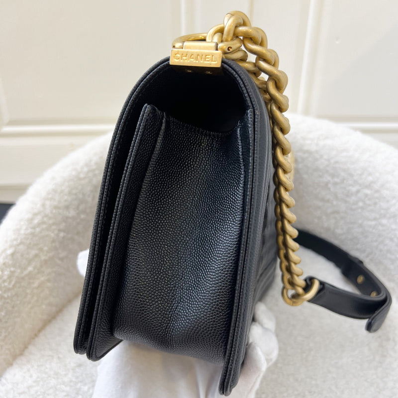 Chanel Medium 25cm Boy Flap in Black Caviar and AGHW