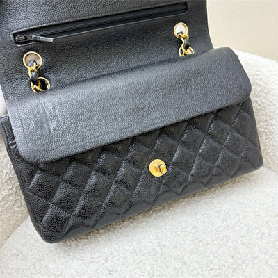 Chanel Vintage Medium Classic Flap CF in Black Caviar and 24K Gold-Plated HW