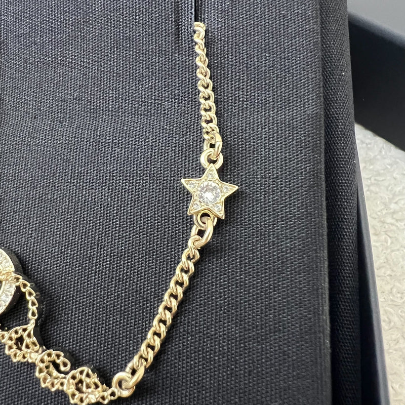 Chanel 25B Star Pendent Necklace with Diamantés in Light Gold HW (Model: ABG292)