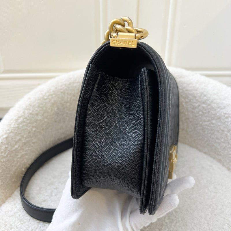 Chanel Medium 25cm Boy Flap in Black Caviar and AGHW