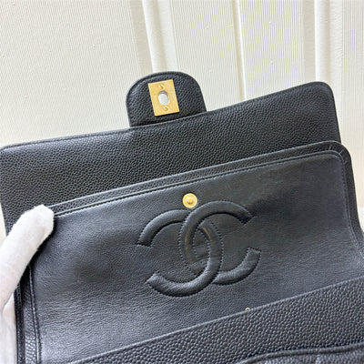 Chanel Vintage Medium Classic Flap CF in Black Caviar and 24K Gold-Plated HW