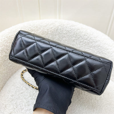 Chanel Mini / Small Kelly Bag in 24A Black Shiny Distressed Calfskin and AGHW (Model: AS4416)