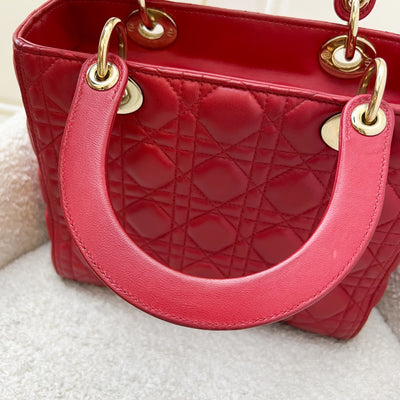 Dior Medium Lady Dior in Red Lambskin and GHW