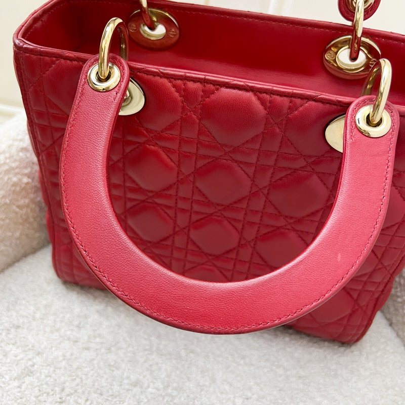Dior Medium Lady Dior in Red Lambskin and GHW