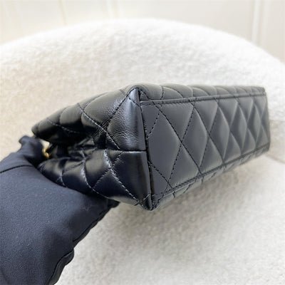 Chanel Mini / Small Kelly Bag in 24A Black Shiny Distressed Calfskin and AGHW (Model: AS4416)