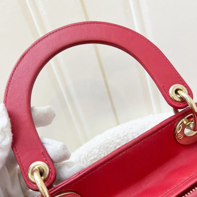 Dior Medium Lady Dior in Red Lambskin and GHW