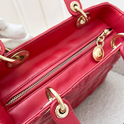 Dior Medium Lady Dior in Red Lambskin and GHW