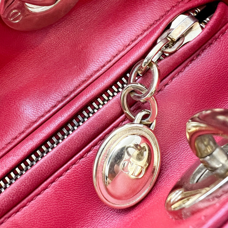 Dior Medium Lady Dior in Red Lambskin and GHW