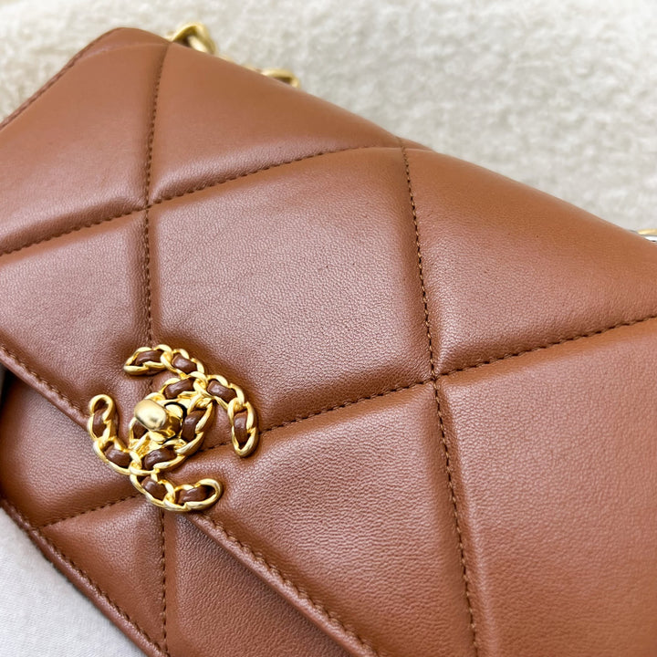 Chanel 19 Wallet on Chain WOC in 23A Cognac Brown Lambskin and 3