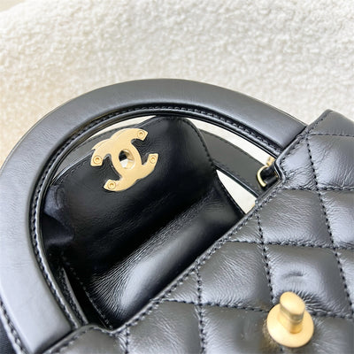 Chanel Mini / Small Kelly Bag in 24A Black Shiny Distressed Calfskin and AGHW (Model: AS4416)