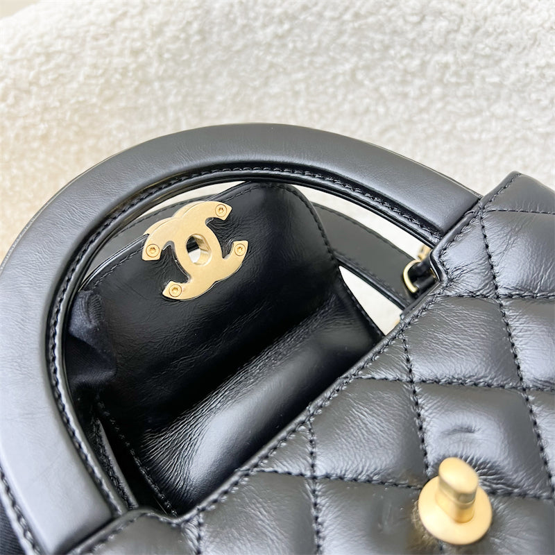 Chanel Mini / Small Kelly Bag in 24A Black Shiny Distressed Calfskin and AGHW (Model: AS4416)