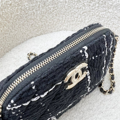 Chanel 24K VIP Gift Mini Bag in Black and White Tweed and LGHW