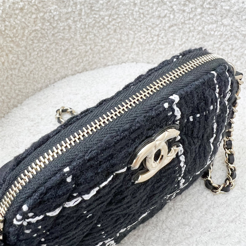 Chanel 24K VIP Gift Mini Bag in Black and White Tweed and LGHW