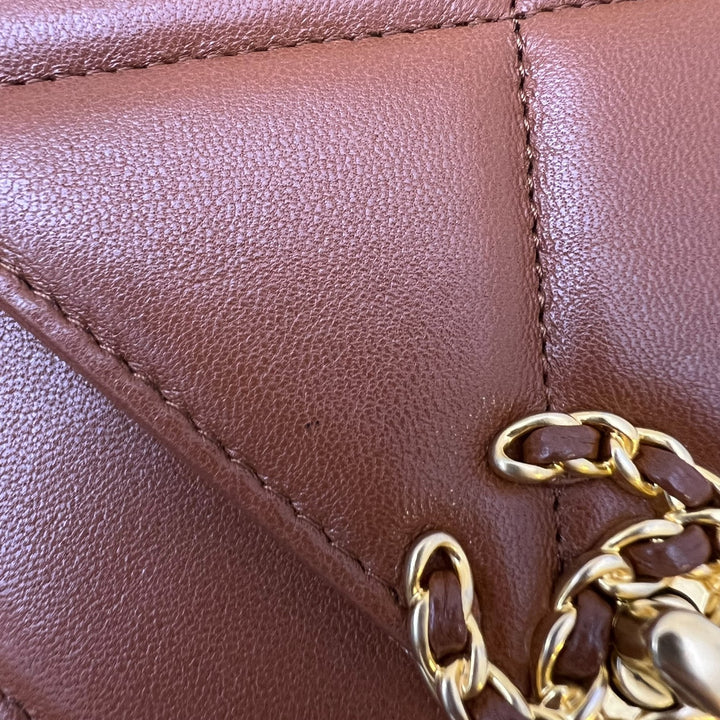 Chanel 19 Wallet on Chain WOC in 23A Cognac Brown Lambskin and 3