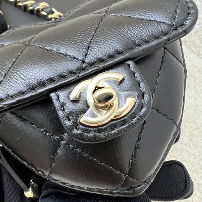[Below Retail Deal!] Chanel 25B Mini Heart Bag Charm in Black Lambskin and GHW (Model: AP4838)