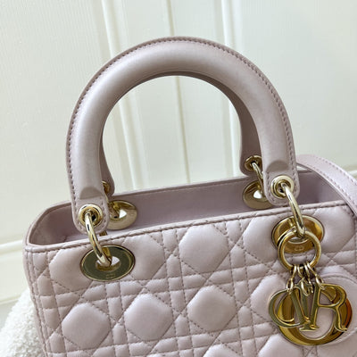 Dior Medium Lady Dior in Lotus Pearly Pink Lambskin LGHW