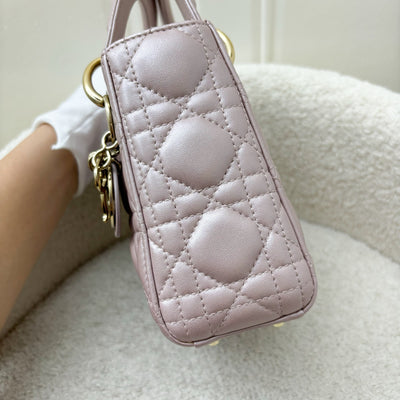 Dior Mini Lady Dior in Iridescent Pearly Pink Lambskin and LGHW