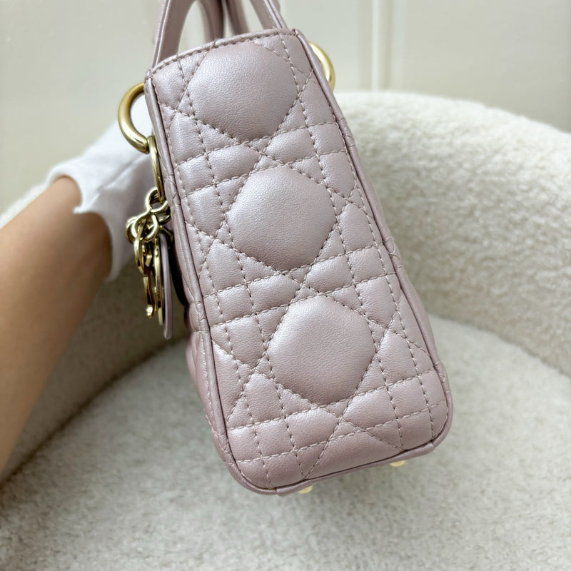 Mini lady dior bag in pink lambskin best sale