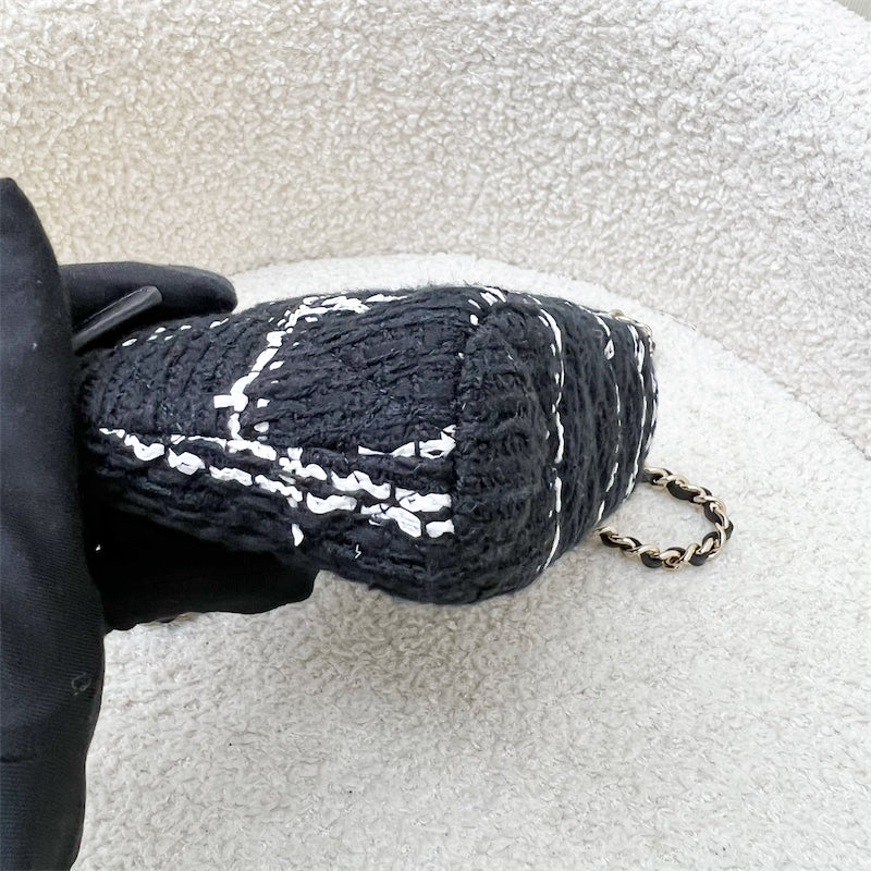 Chanel 24K VIP Gift Mini Bag in Black and White Tweed and LGHW