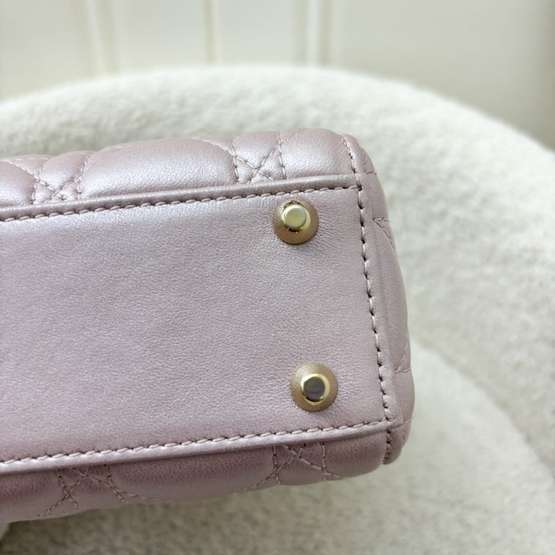 Dior Mini Lady Dior in Iridescent Pearly Pink Lambskin and LGHW