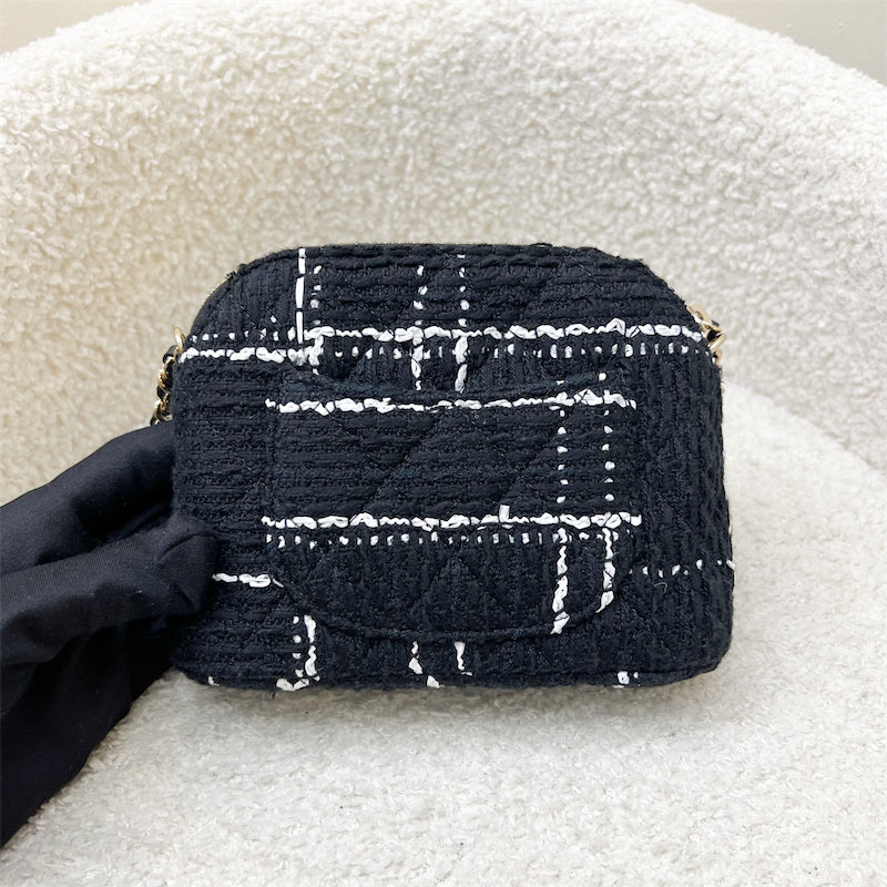 Chanel 24K VIP Gift Mini Bag in Black and White Tweed and LGHW