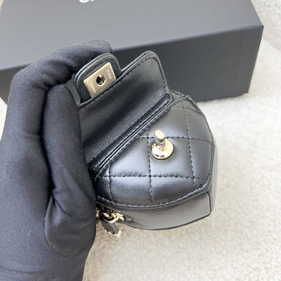 [Below Retail Deal!] Chanel 25B Mini Heart Bag Charm in Black Lambskin and GHW (Model: AP4838)