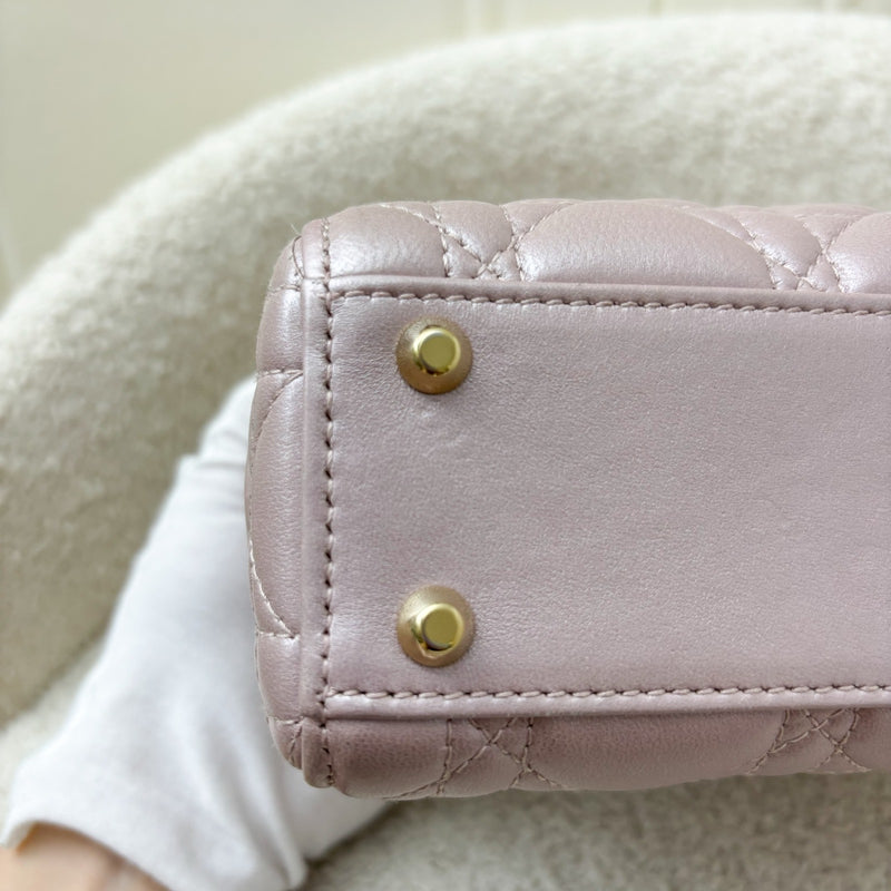 Dior Mini Lady Dior in Iridescent Pearly Pink Lambskin and LGHW