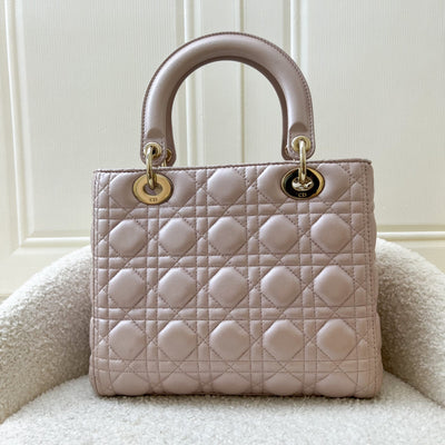 Dior Medium Lady Dior in Lotus Pearly Pink Lambskin LGHW