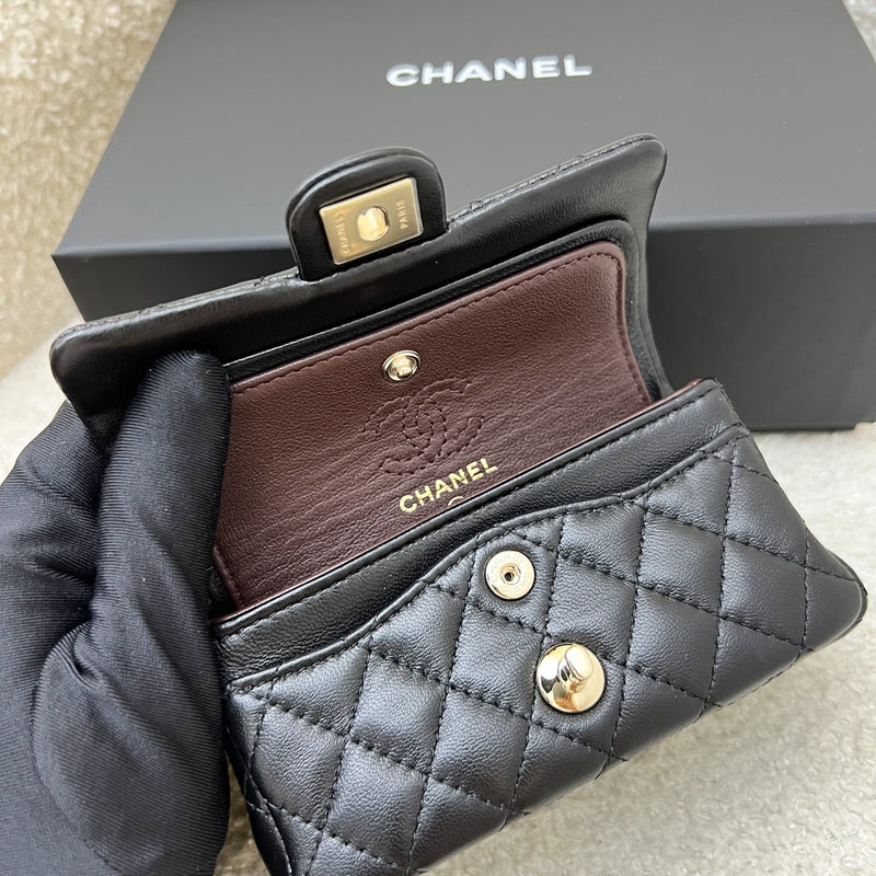 Chanel Classic Mini Bag with Hook Bag Charm with Pearls and Crystals in Black Lambskin and LGHW (Model: AP4760)
