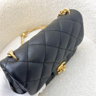 Chanel 23P Heart Adjustable Chain Mini 19cm Flap Bag in Black Caviar AGHW